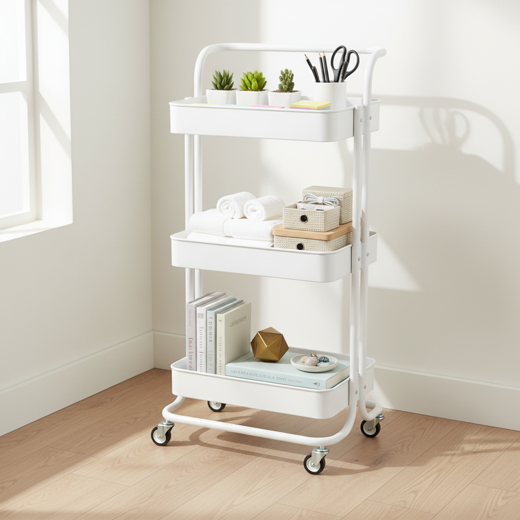 White Steel Trolley Rack