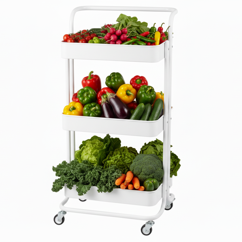 White Steel Trolley Rack