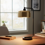Load image into Gallery viewer, Black Lamp With Gold Shade
