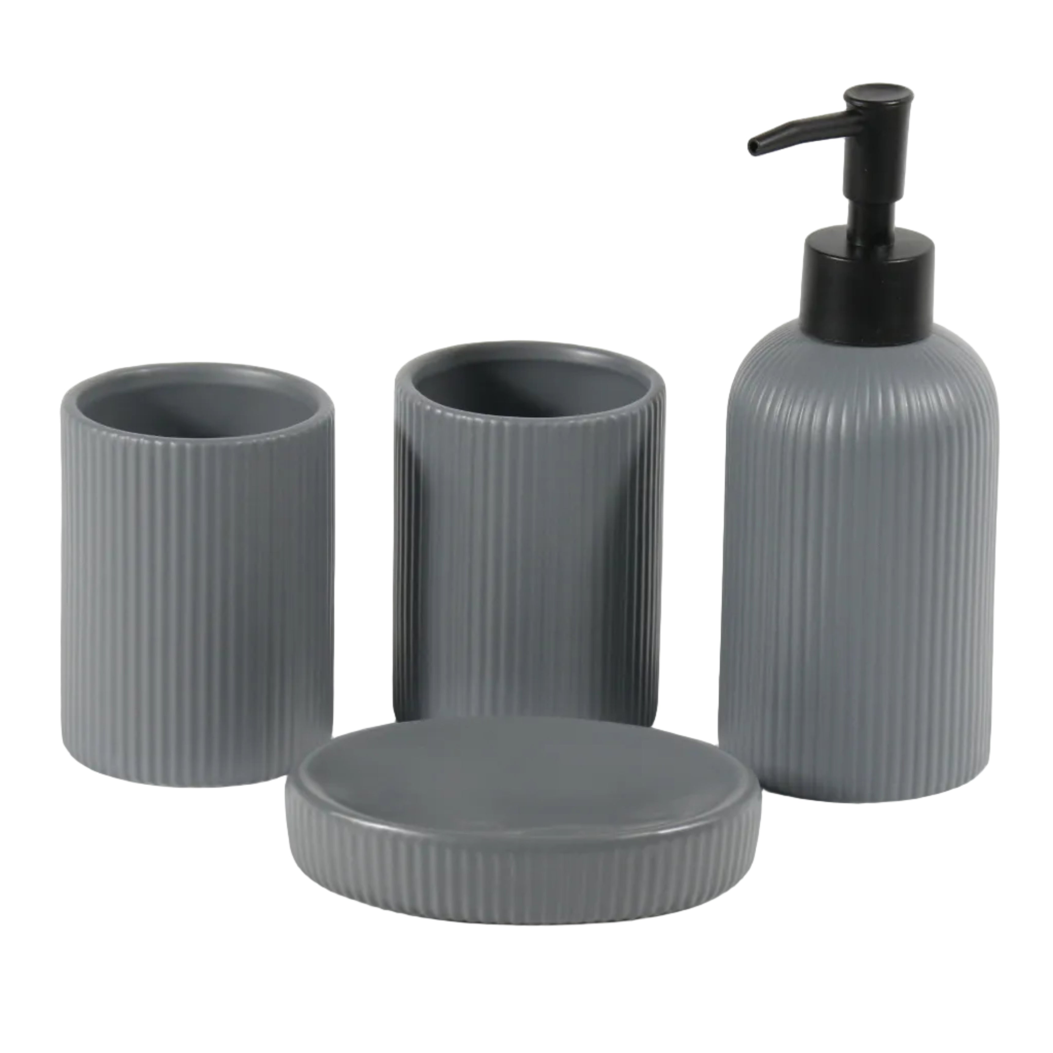 Grey Striped Bathroom Set