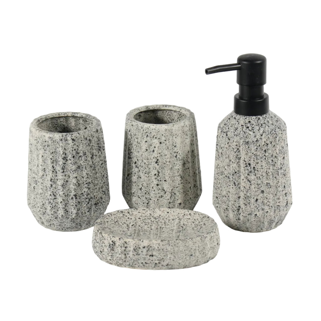 Grey Striped Bathroom Set