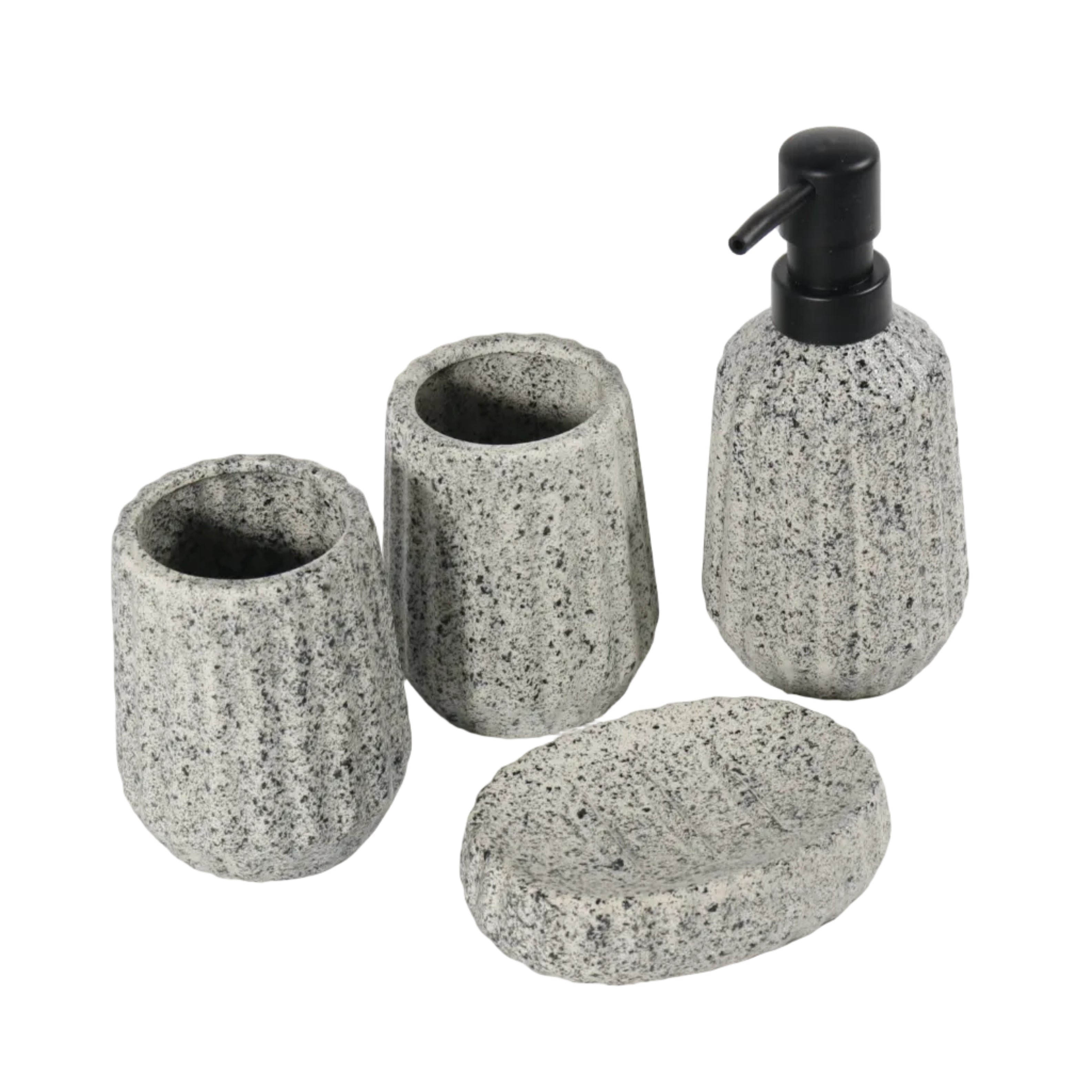 Grey Striped Bathroom Set