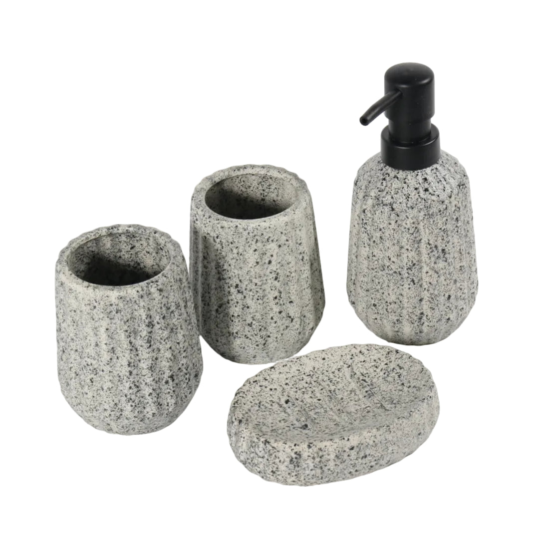 Grey Striped Bathroom Set