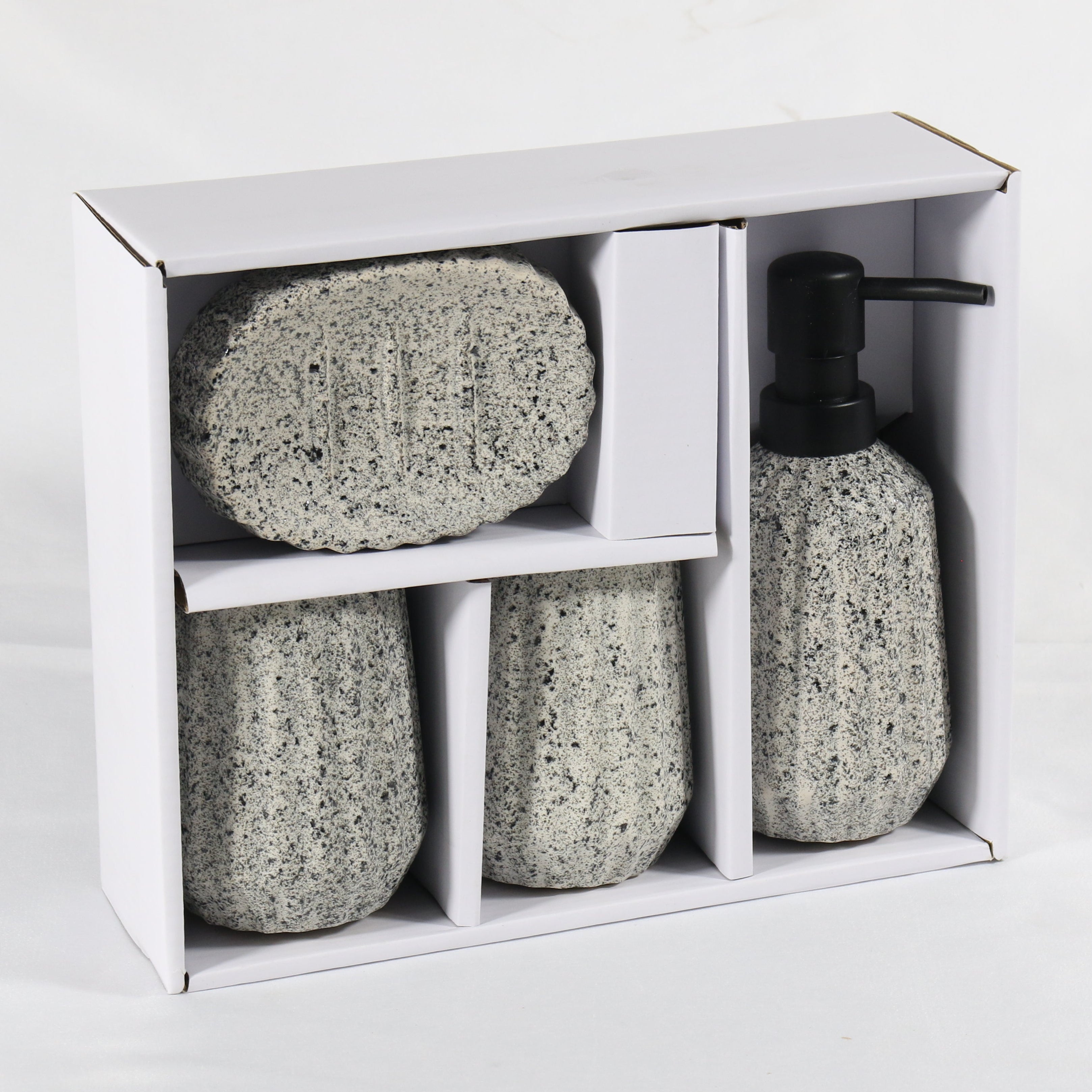 Grey Striped Bathroom Set