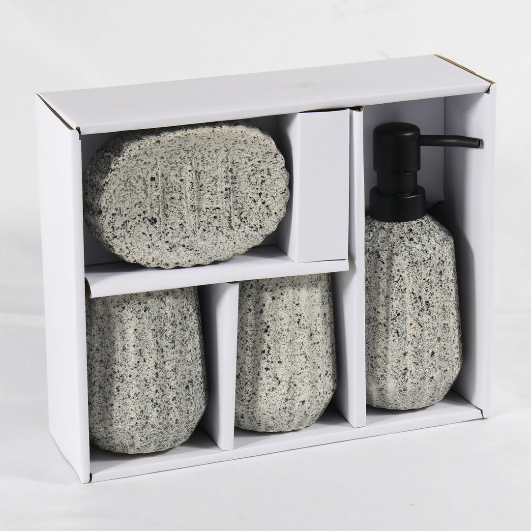 Grey Striped Bathroom Set