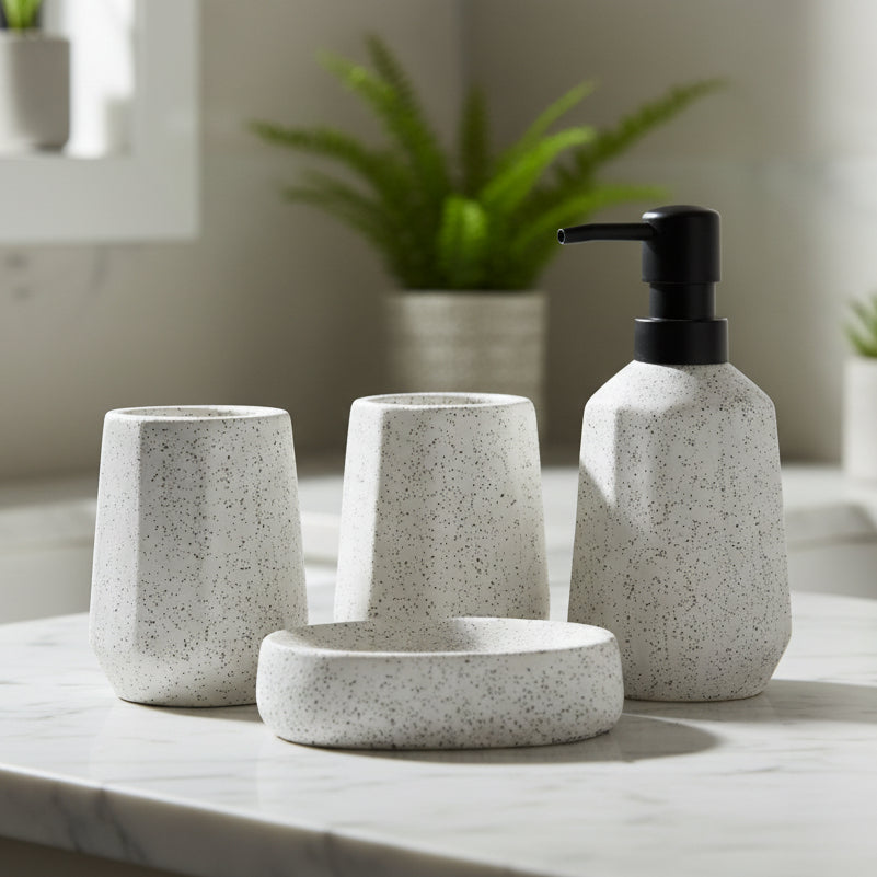 White Striped Bathroom Set