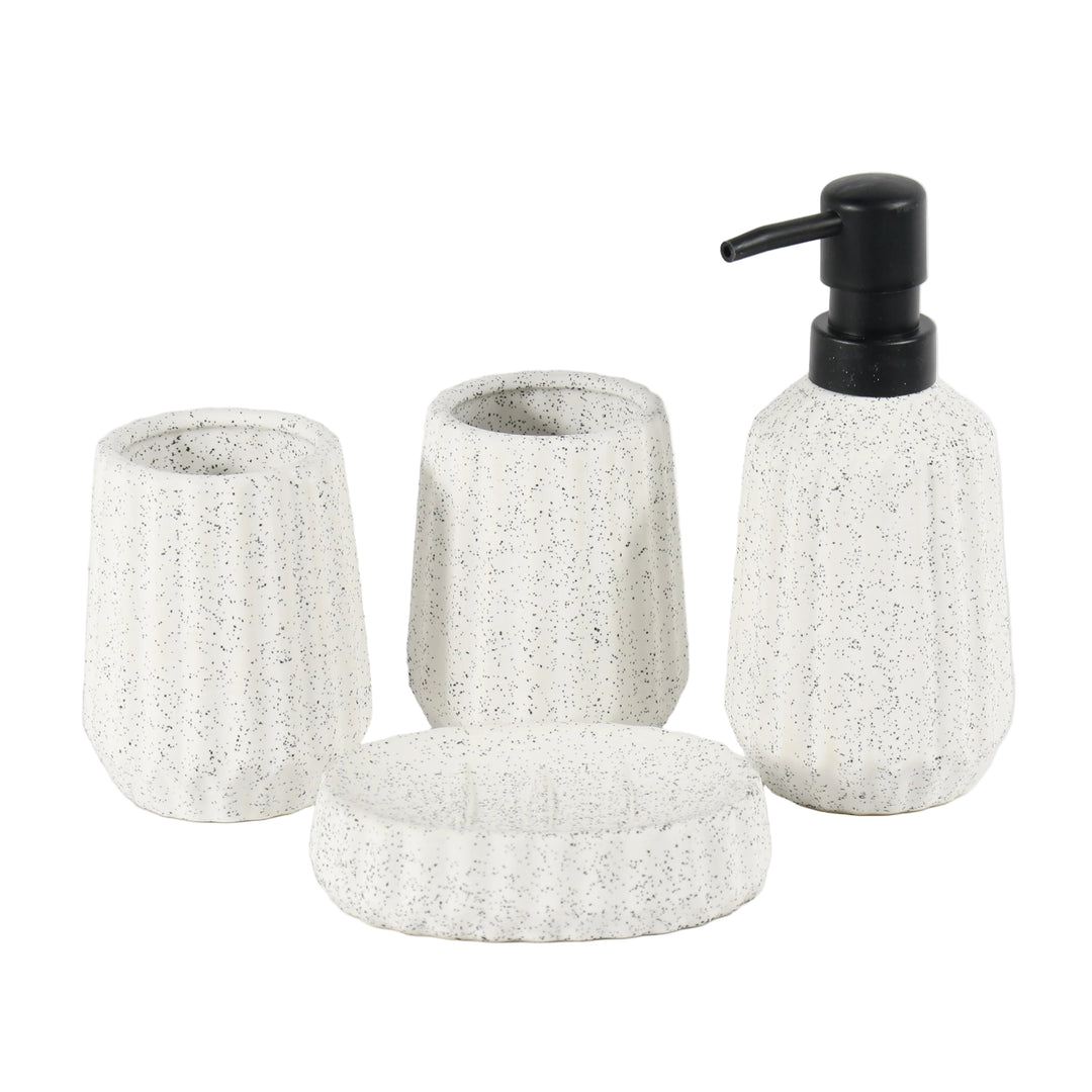 White Striped Bathroom Set