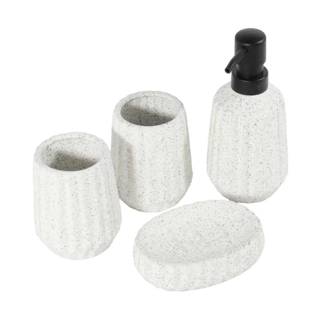 White Striped Bathroom Set