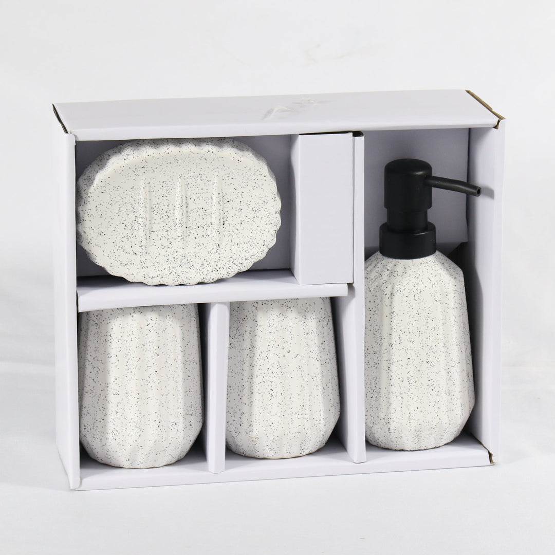 White Striped Bathroom Set