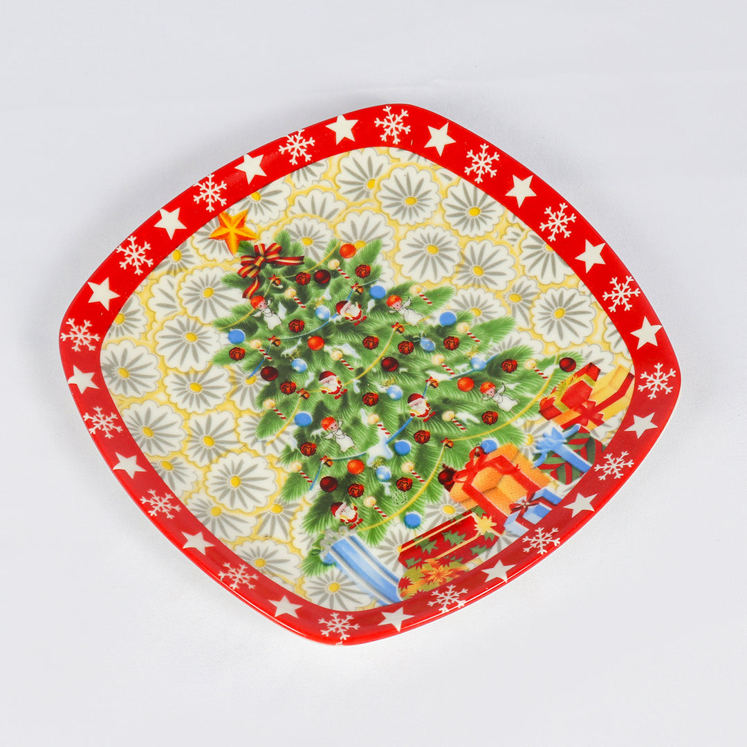 Square Christmas Tree Plate