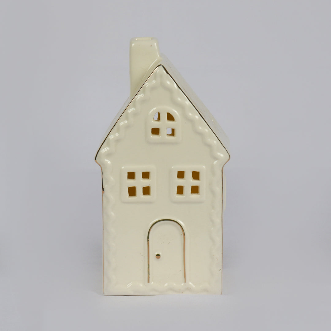 White LED House with Gold Border