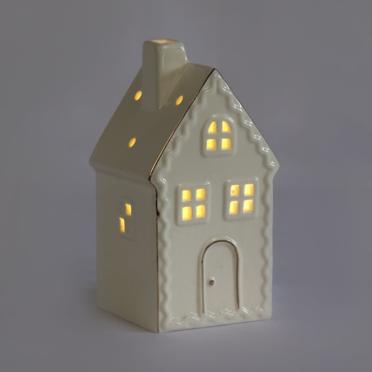 White LED House with Gold Border