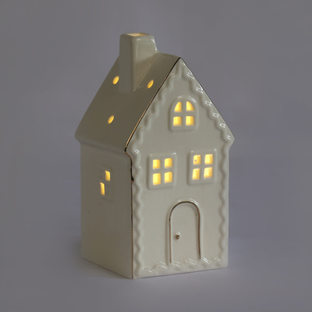 White LED House with Gold Border