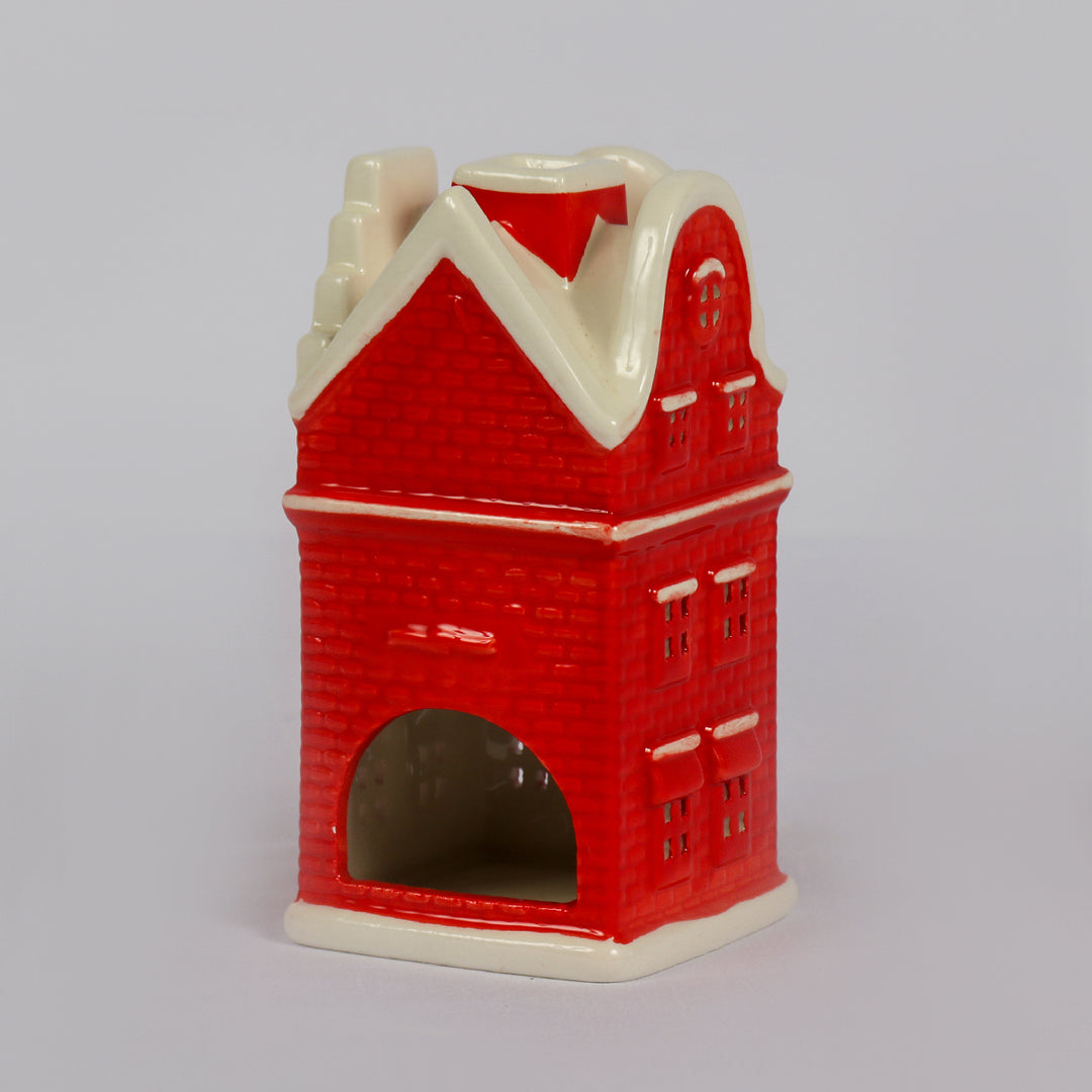 Red Town House Candle Holder