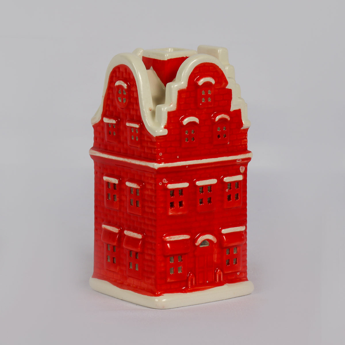 Red Town House Candle Holder