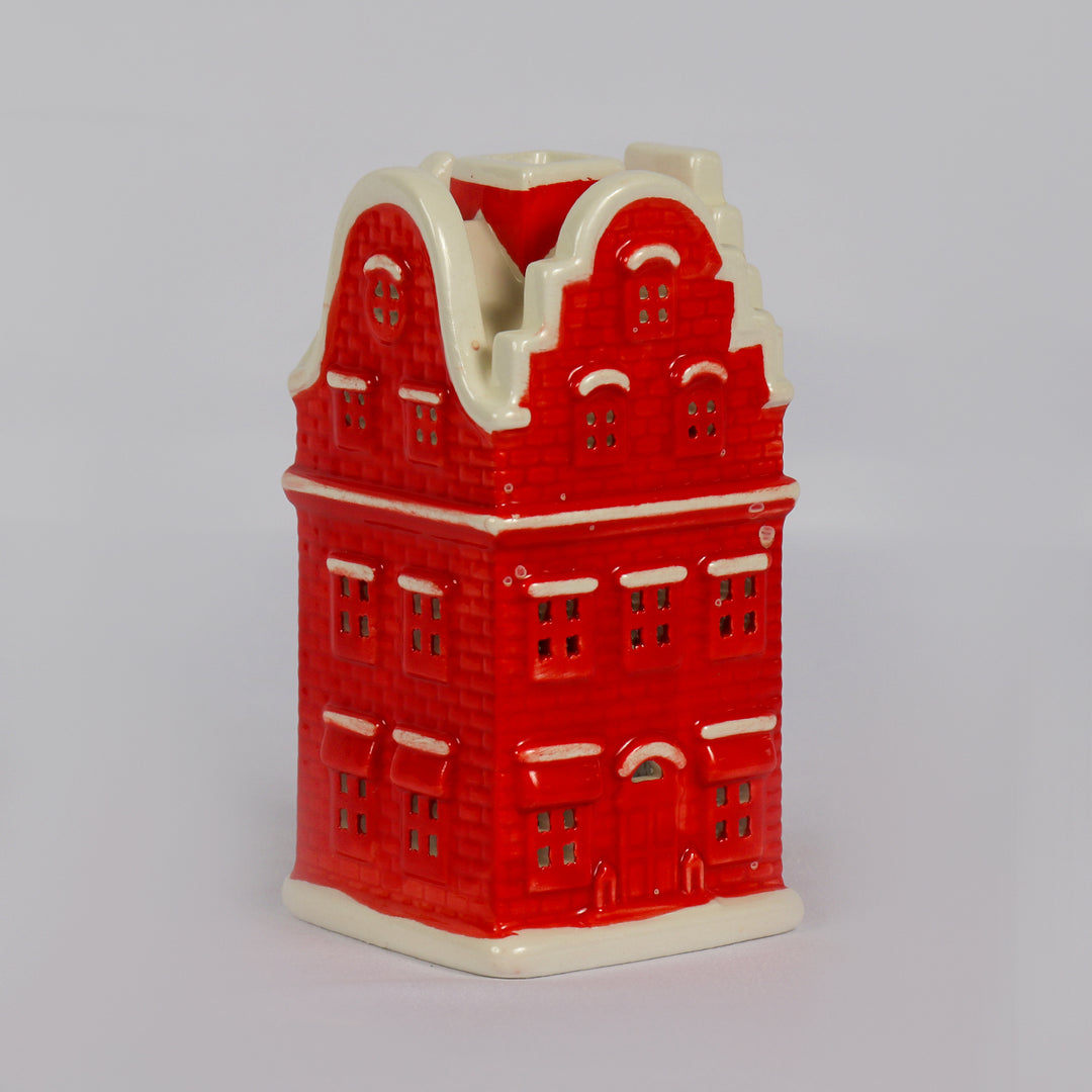 Red Town House Candle Holder