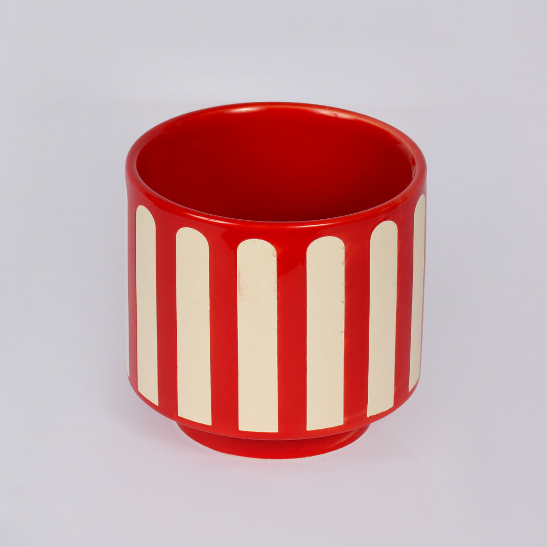 Red & White Striped Vase