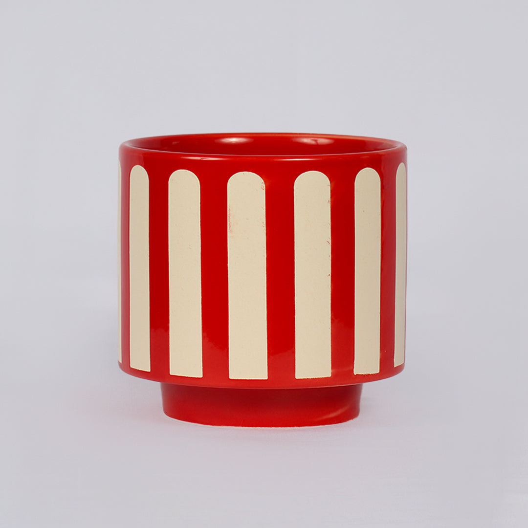 Red & White Striped Vase