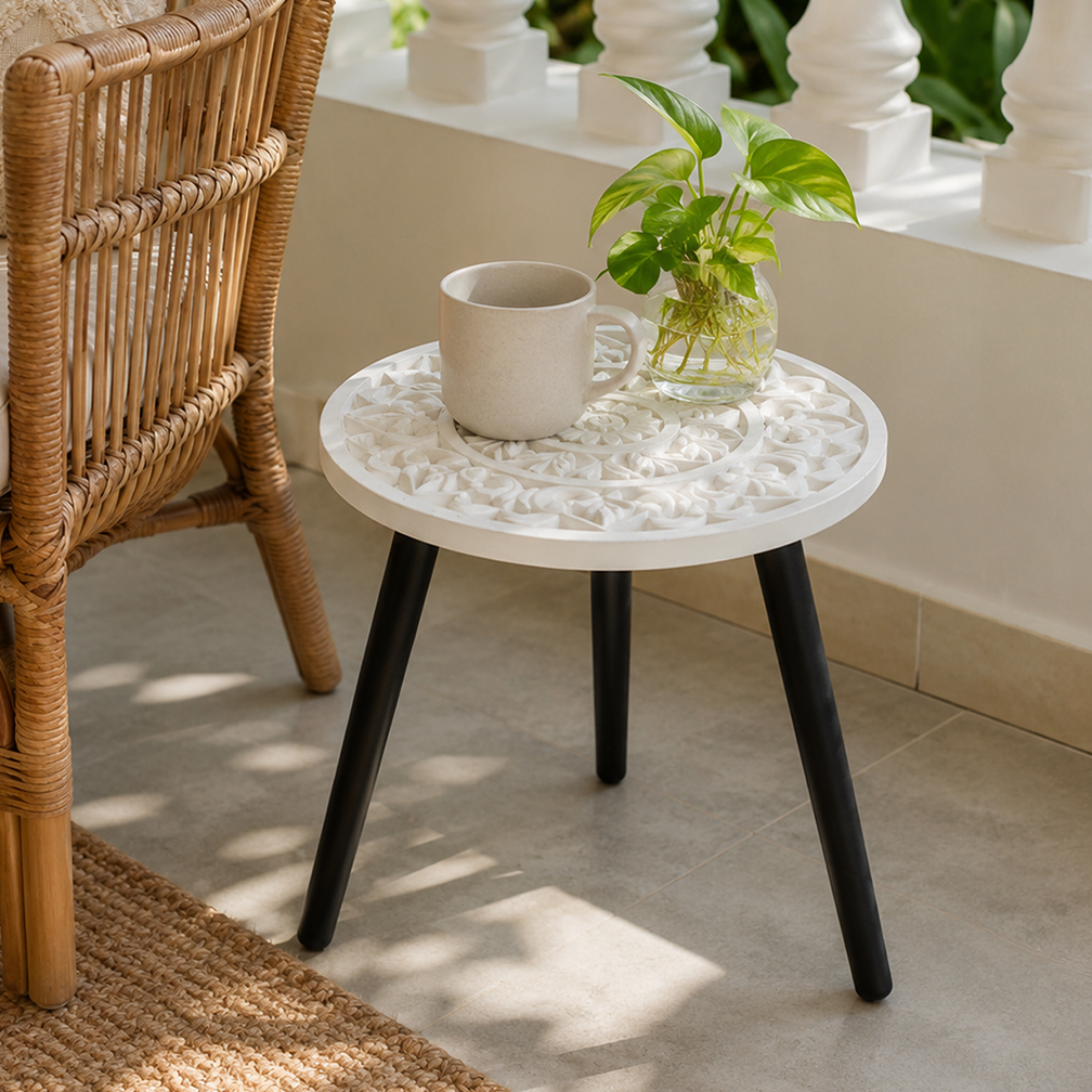 Floral Relief Accent Table