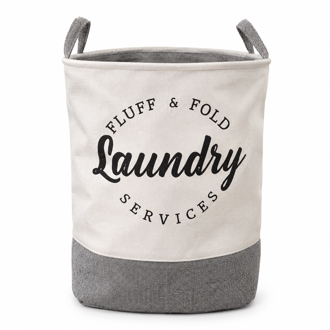 Black-and-White Fabric Laundry Basket