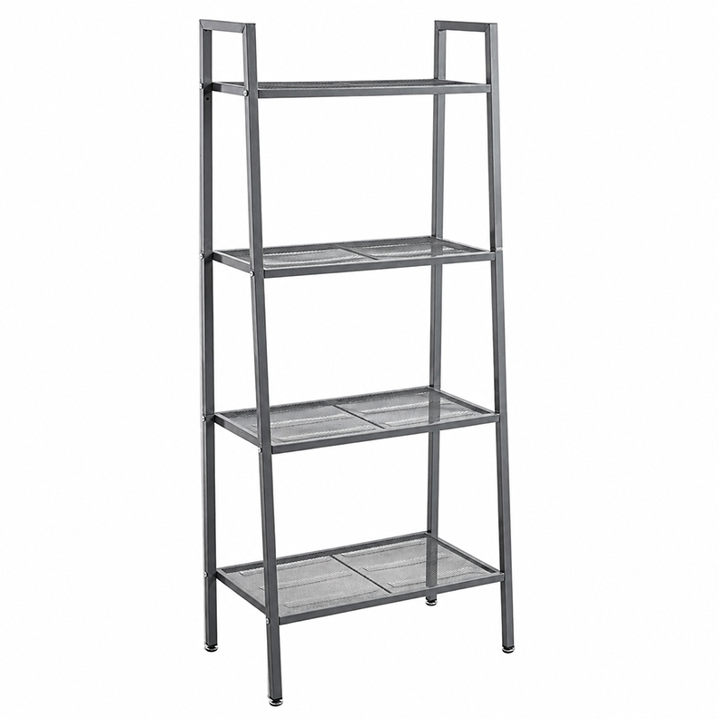 Four-Tier Black Metal Shelf Rack