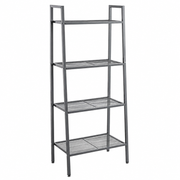 Four-Tier Black Metal Shelf Rack