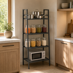 Load image into Gallery viewer, Four-Tier Black Metal Shelf Rack
