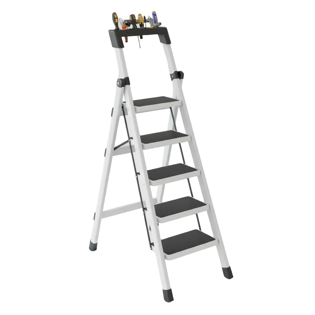 5 Step Folding Ladder White