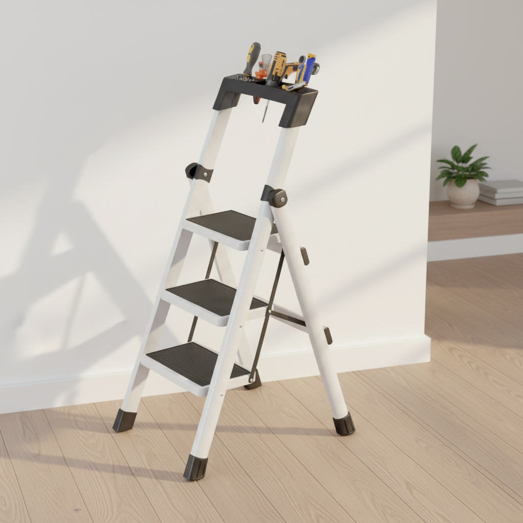 3 Step Folding Ladder White