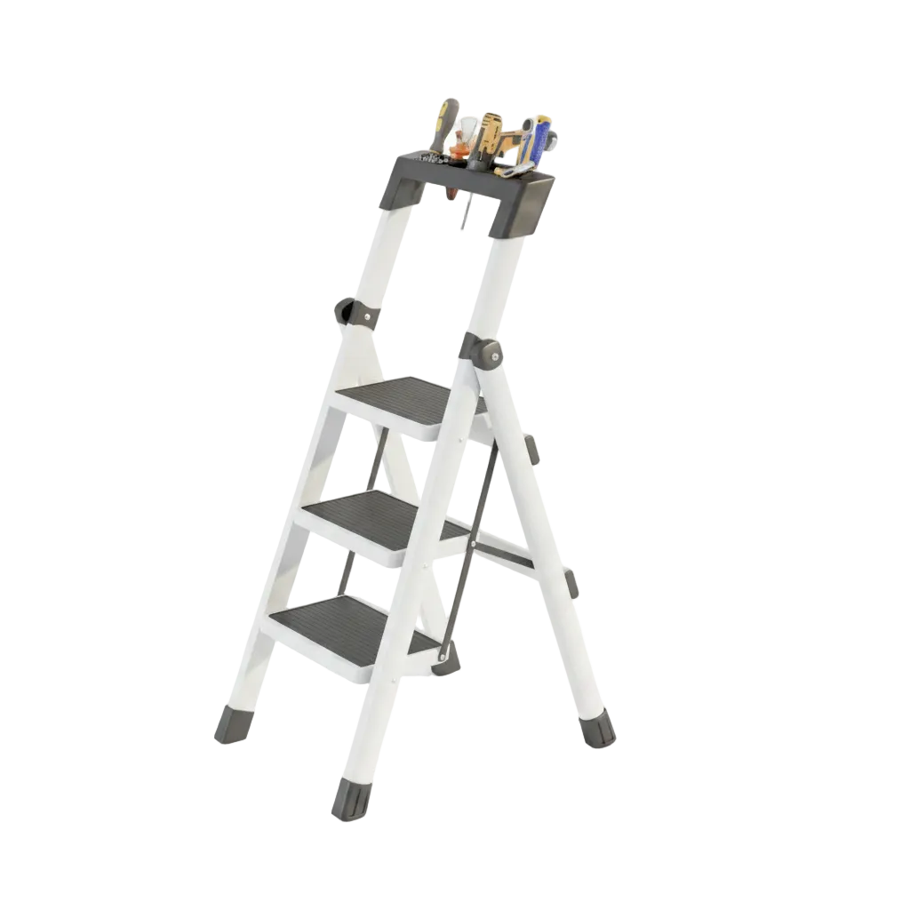 3 Step Folding Ladder White