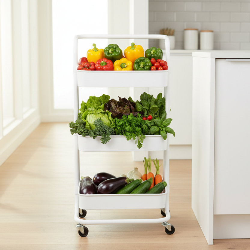 White Plastic Trolley Rack