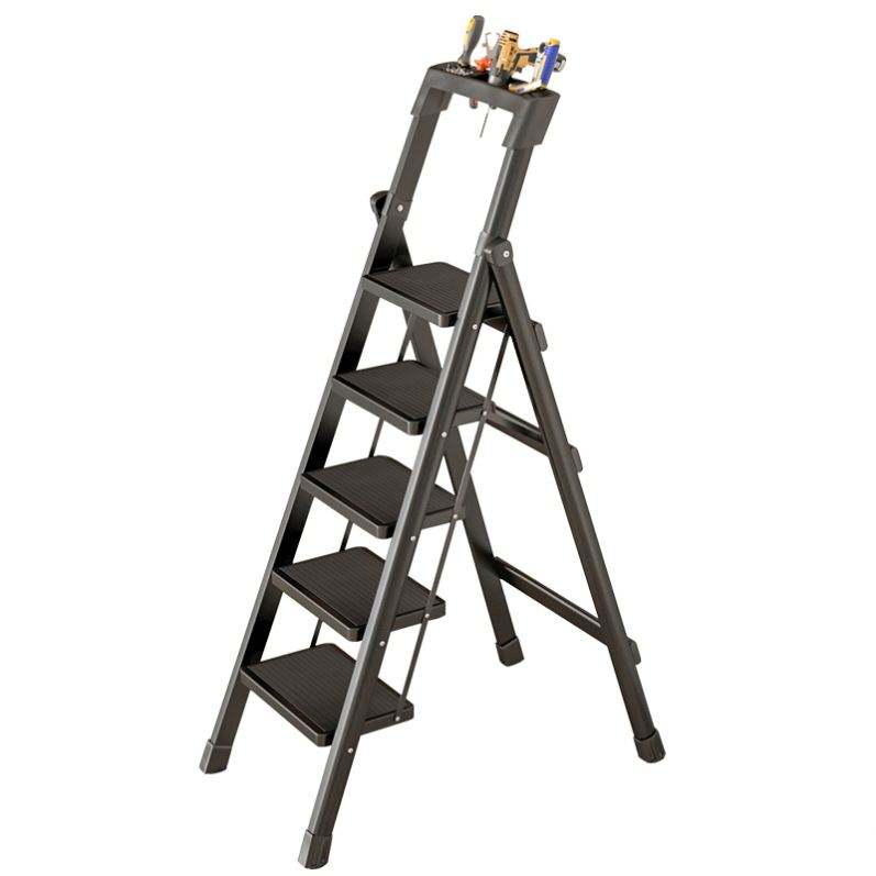 5 Step Folding Ladder Black