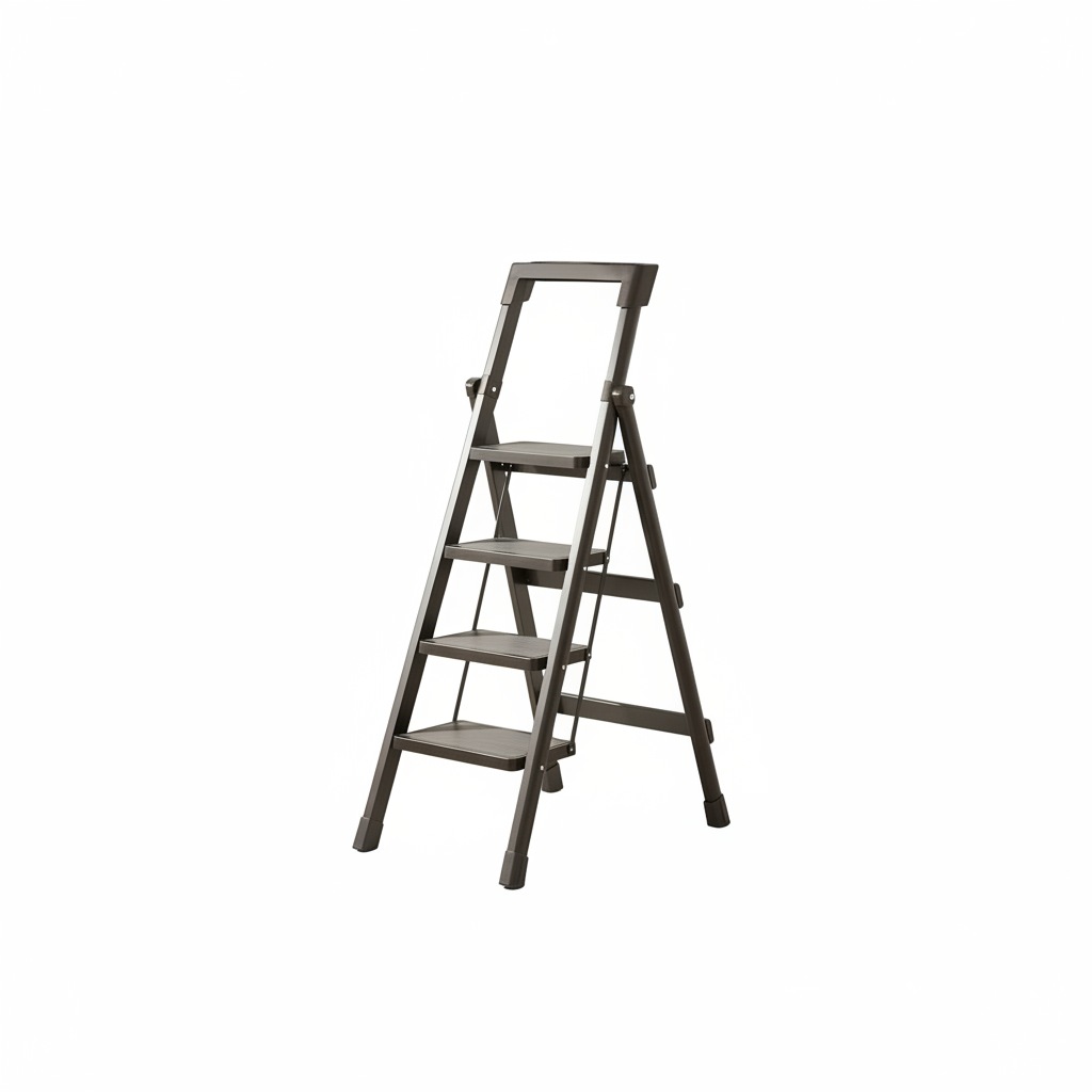 4 Step Folding Ladder Black