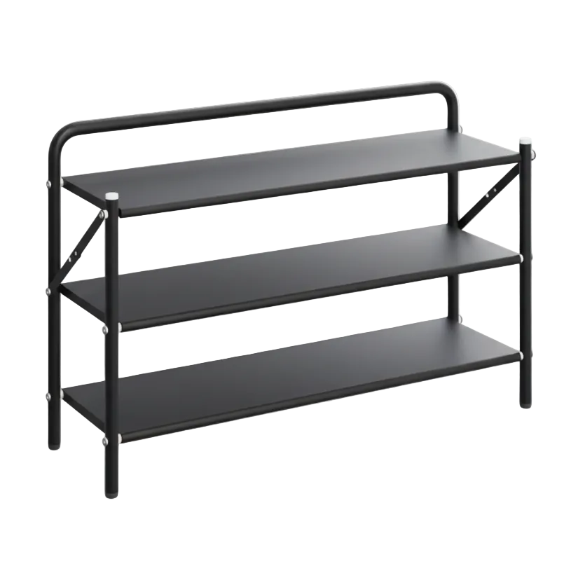 3 Layer Black Shoe Rack Long (70cm x 23cm x 49cm)