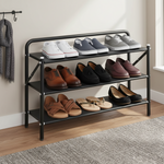 Load image into Gallery viewer, 3 Layer Black Shoe Rack Long (70cm x 23cm x 49cm)
