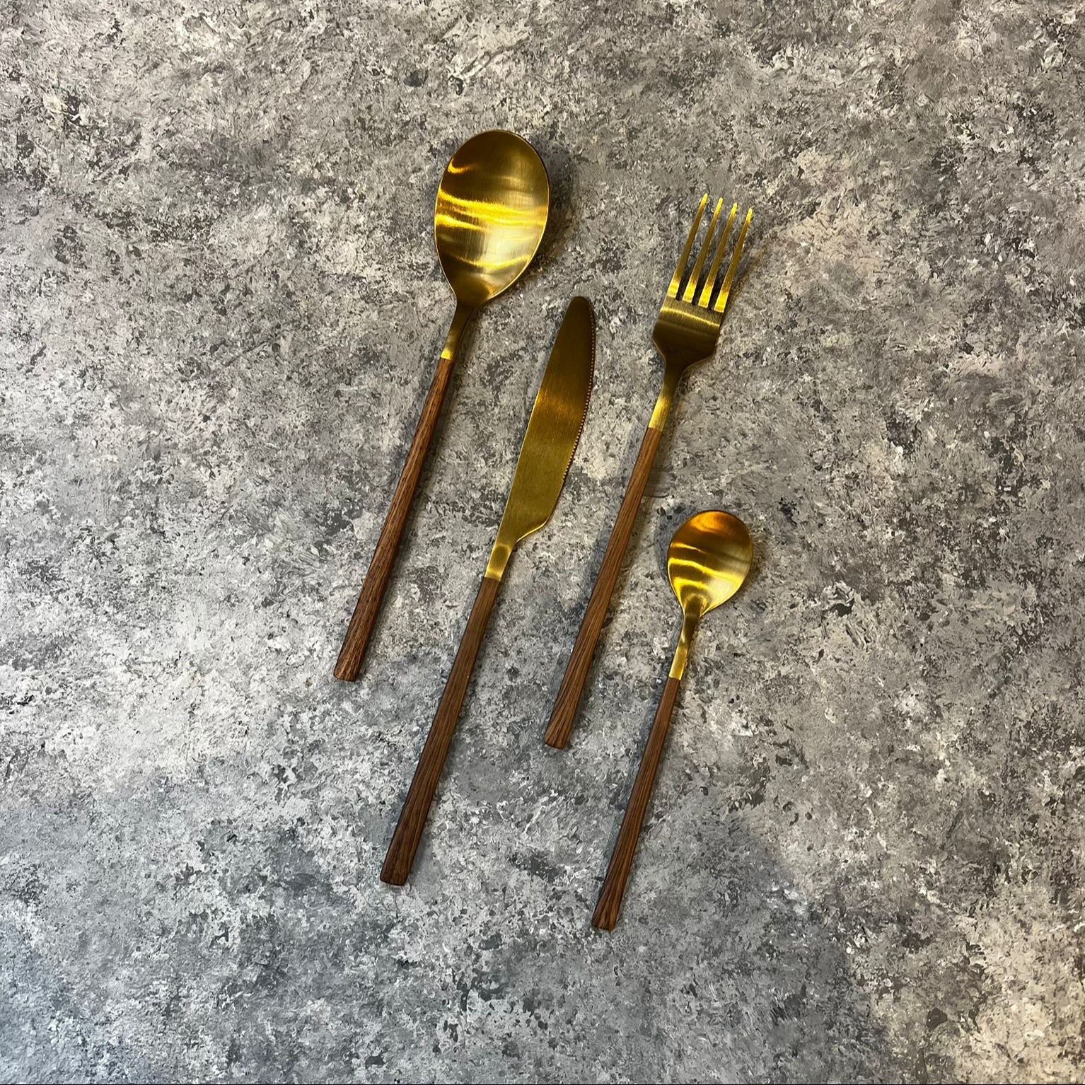 Gold Bamboo Design Cutlery Set