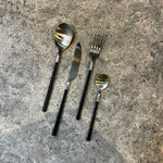 Load image into Gallery viewer, Black and Silver Cutlery Set
