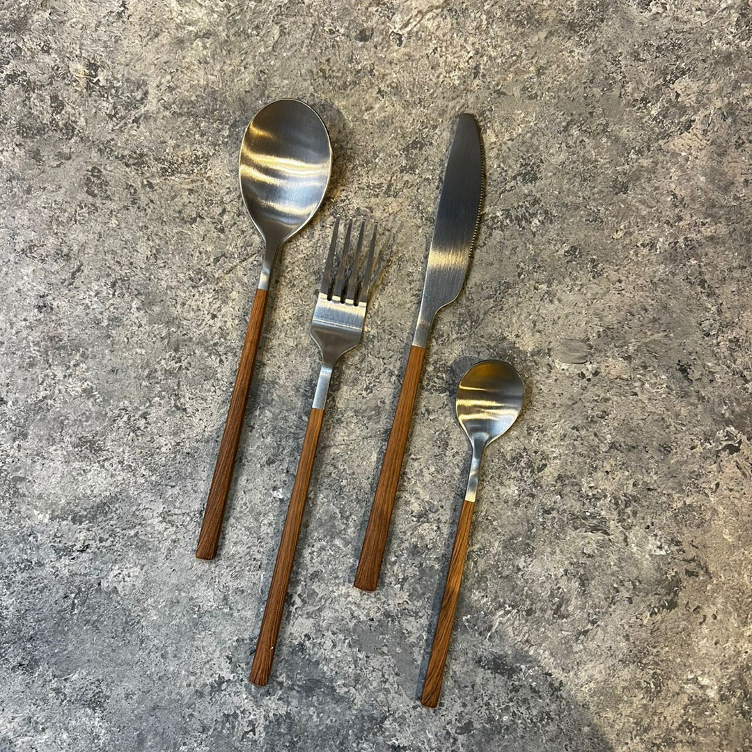 Silver Bamboo Design Cutlery Set