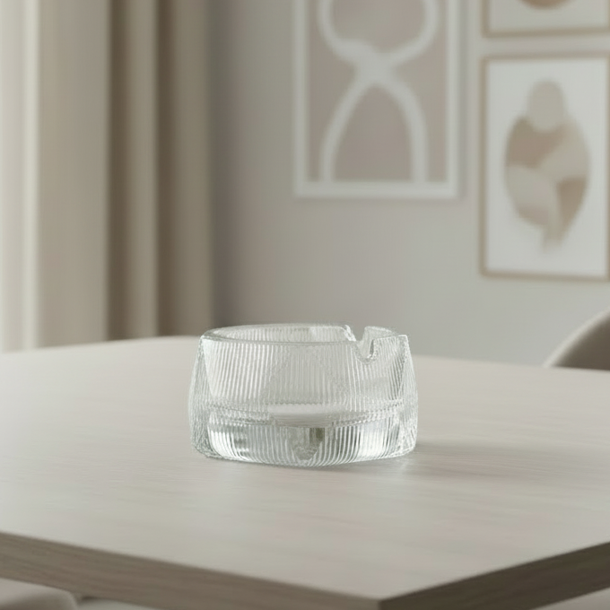 Striped Design Glass Ash Tray