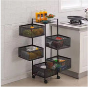 Four-Tier Black Square Rolling Rack