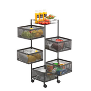 Four-Tier Black Square Rolling Rack