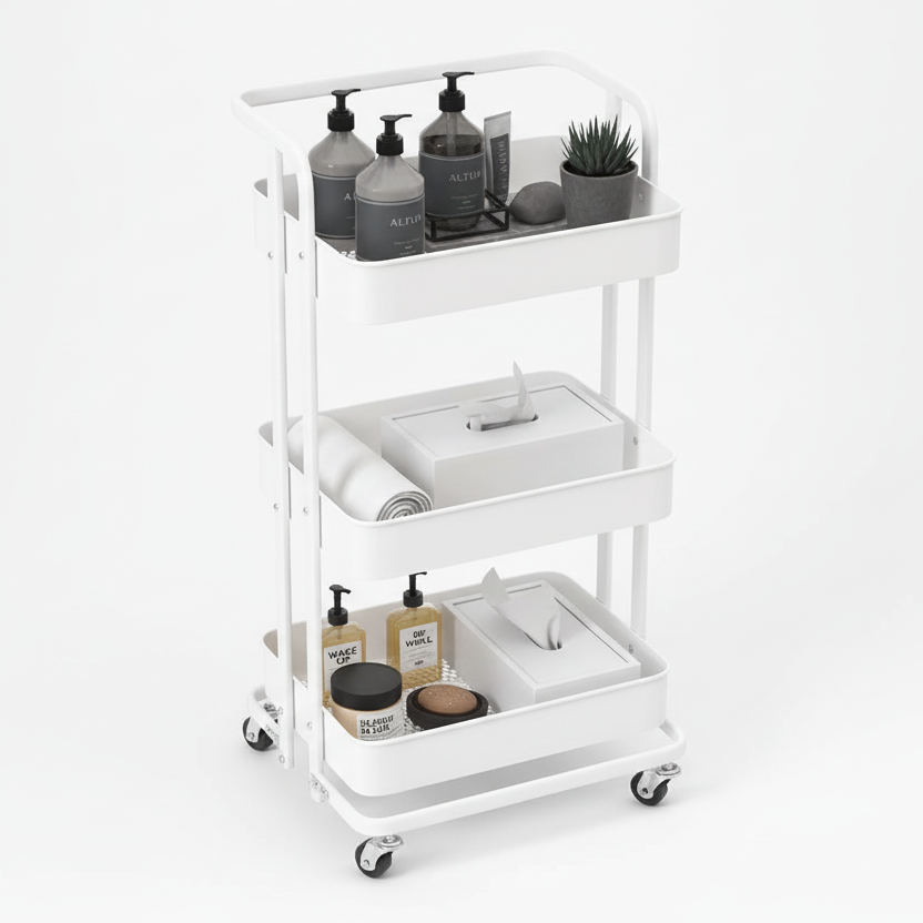 White Steel Trolley Rack