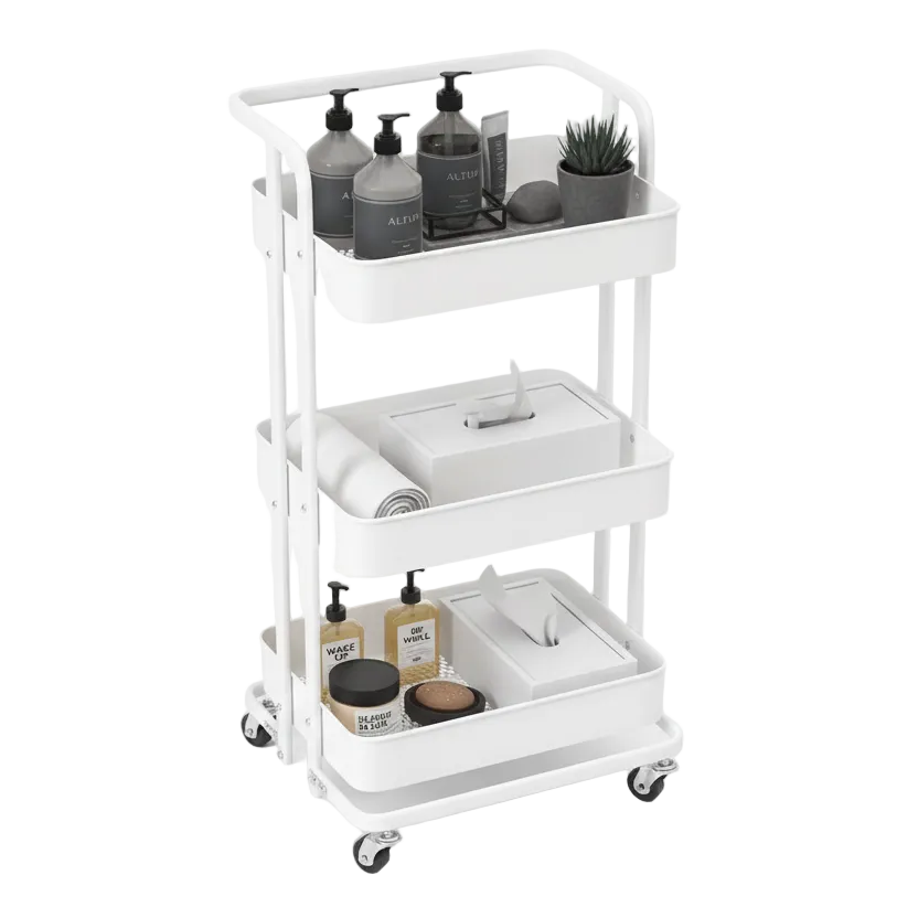 White Steel Trolley Rack