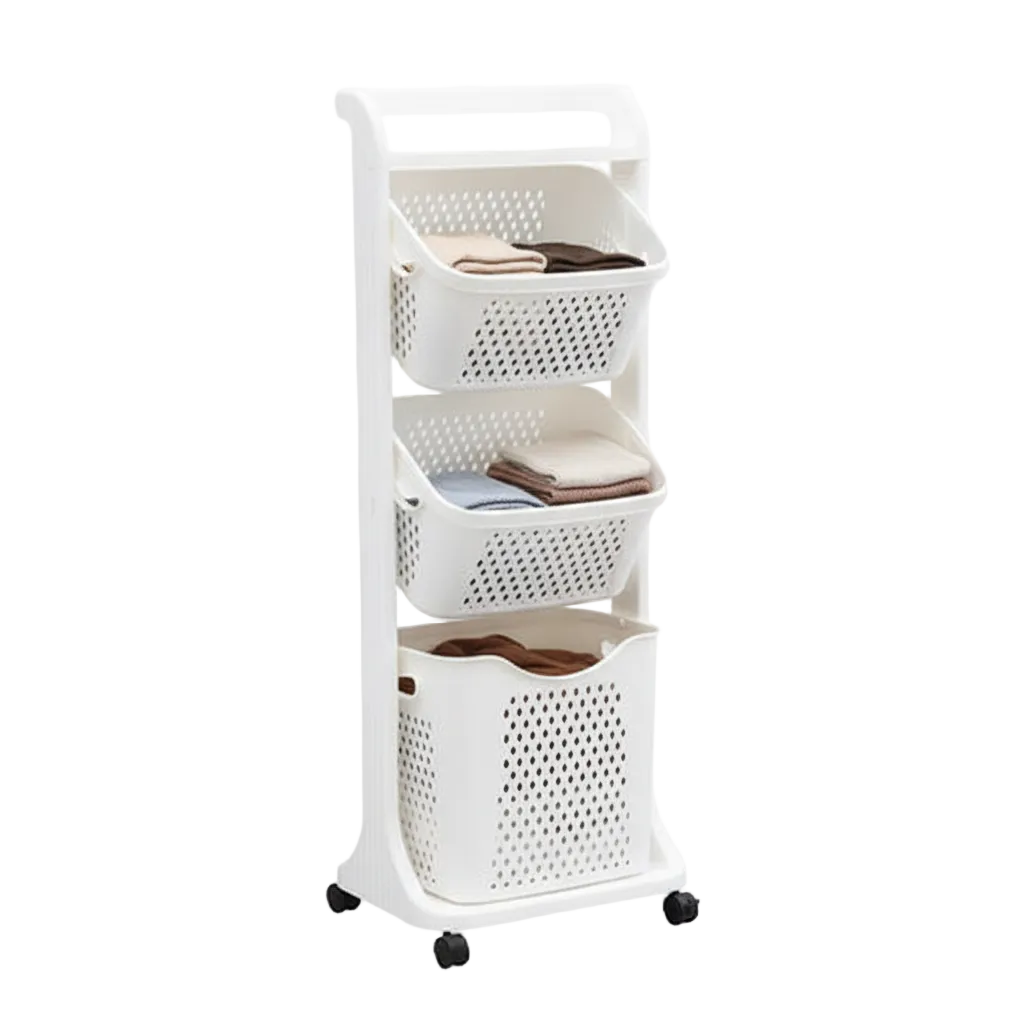 3-Tier Rolling Laundry Basket