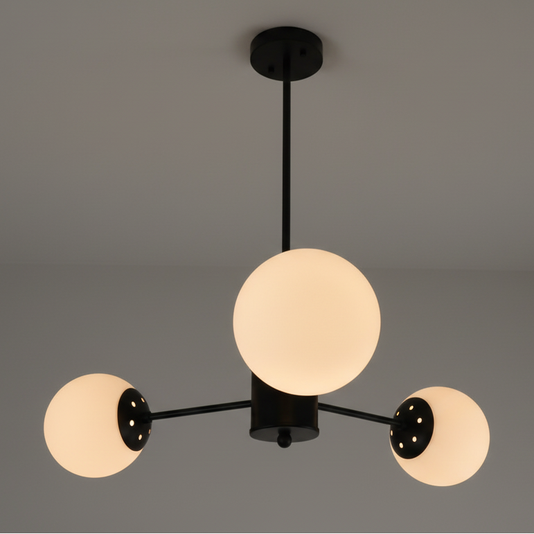 Black 3 Bulb Ceiling Light