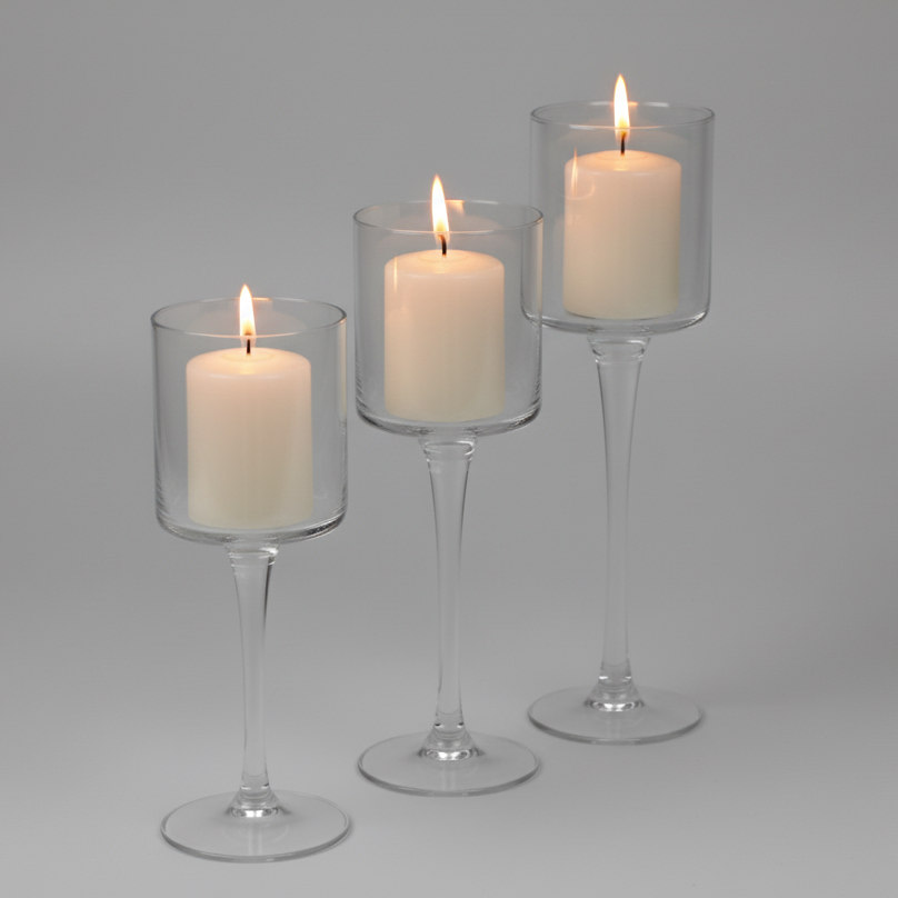 Glass candle holder set