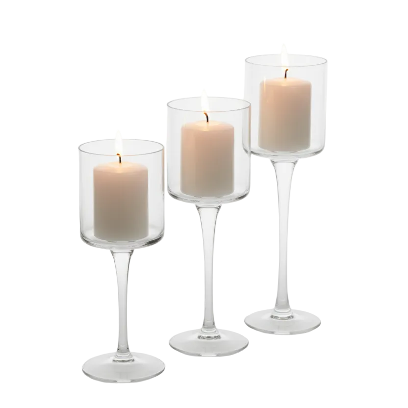 Glass candle holder set