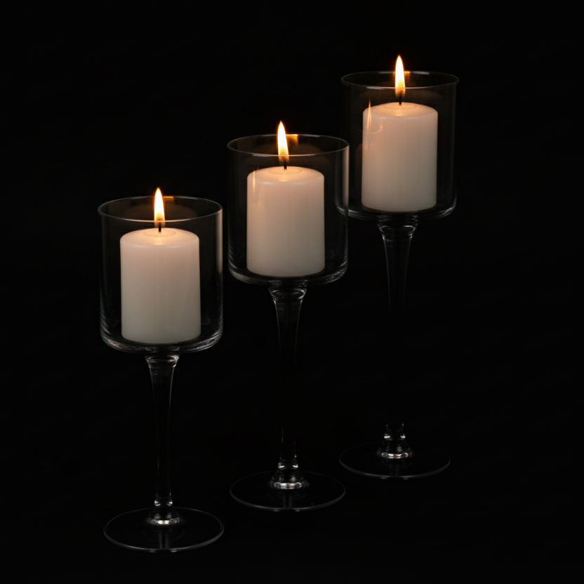Glass candle holder set