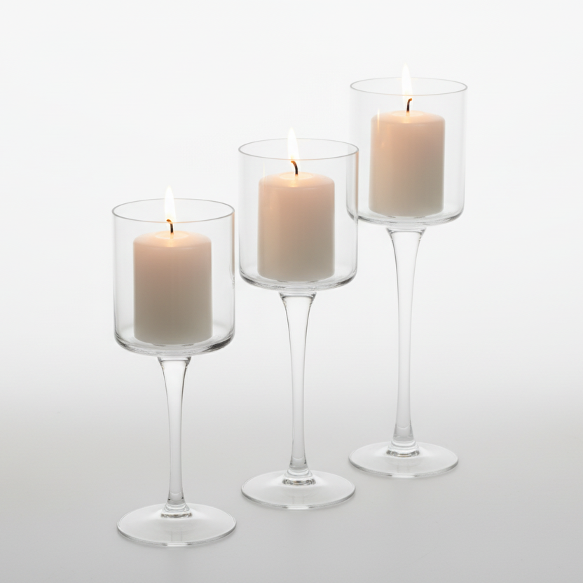 Glass candle holder set
