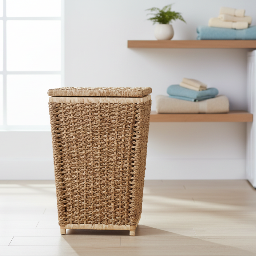 cane  Laundry Basket with Lid